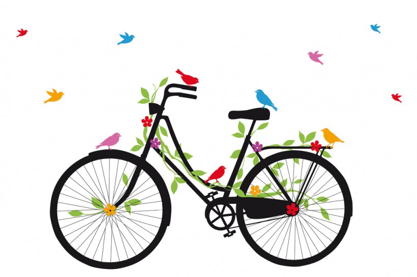 Bicycle Flower Clip Art, PNG, 1024x681px, Bicycle, Area, Bicycle Accessory, Bicycle Frame, Bicycle Part Download Free