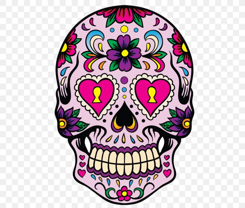 Calavera Skull Day Of The Dead Decal Mexican Cuisine, PNG, 500x697px, Calavera, Abziehtattoo, Altar, Art, Bone Download Free