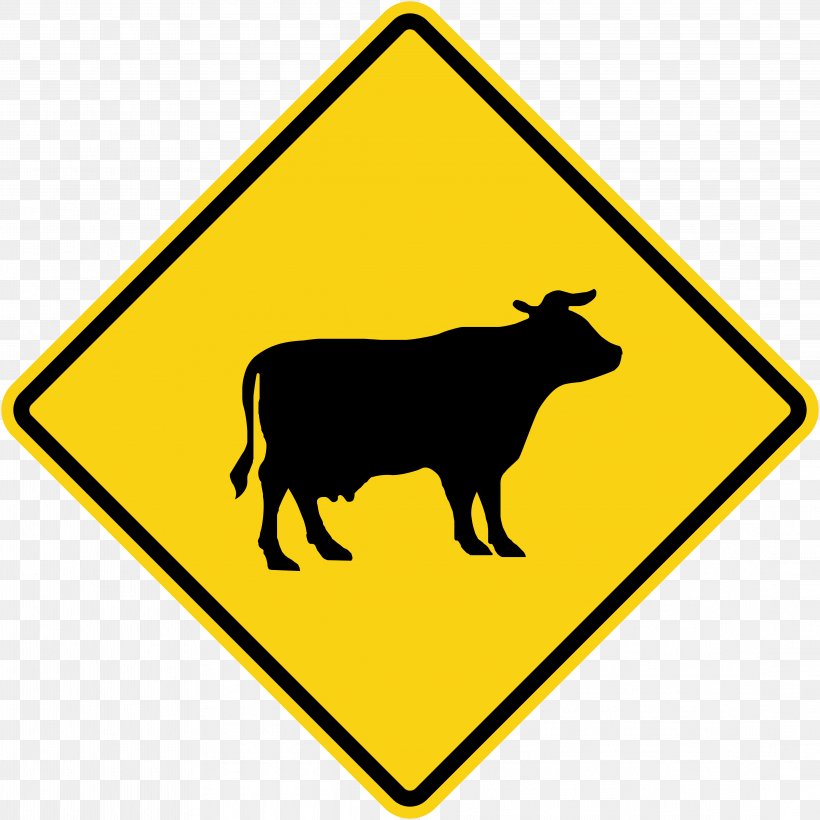 Traffic Sign Warning Sign Manual On Uniform Traffic Control Devices Clip Art, PNG, 4366x4366px, Traffic Sign, Area, Black And White, Cattle Like Mammal, Elephantidae Download Free