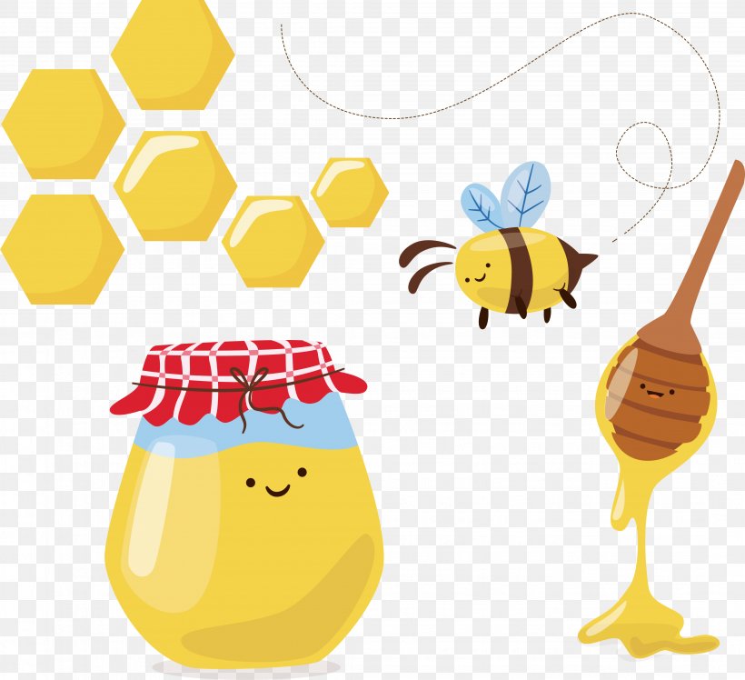 Bee Honeycomb Euclidean Vector, PNG, 4318x3940px, Bee, Beak, Beehive, Element, Food Download Free