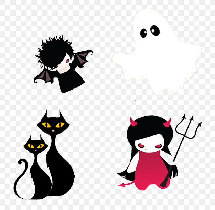 Cat Halloween Devil Ghost, PNG, 800x800px, Cat, Black, Black Cat, Cartoon, Devil Download Free