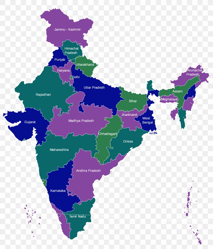 States And Territories Of India Blank Map, PNG, 2000x2334px, India, Blank Map, Map, Purple, Royaltyfree Download Free