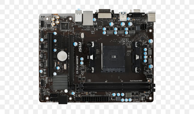 MSI A68HM-P33 V2 Motherboard Socket FM2+ PCI Express, PNG, 600x480px, Msi A68hmp33 V2, Computer Component, Computer Hardware, Computer Port, Conventional Pci Download Free