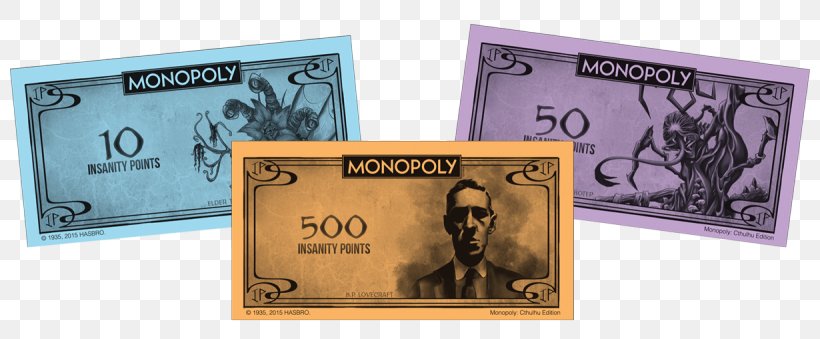 USAopoly Monopoly Cthulhu Board Game, PNG, 800x339px, Usaopoly Monopoly, Banknote, Board Game, Cash, Cthulhu Download Free
