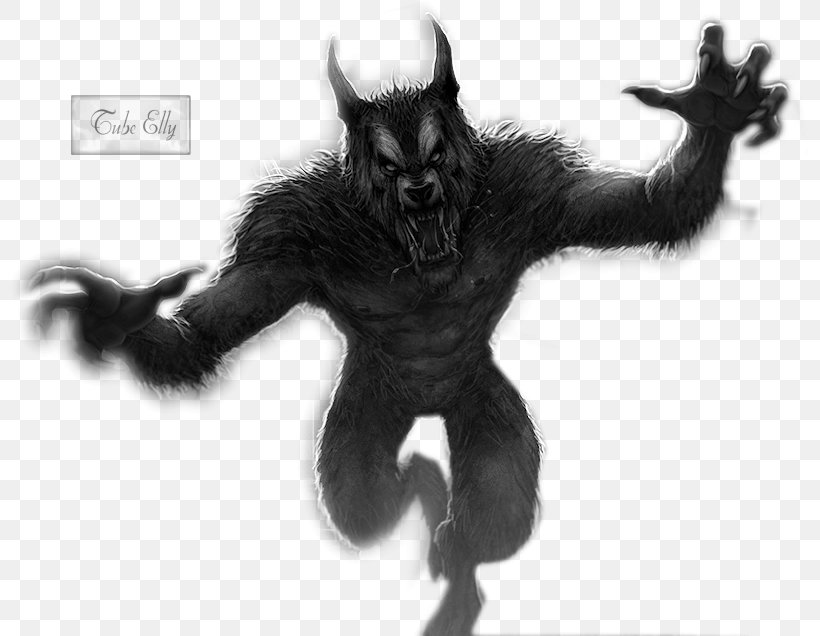 Werewolf Gorilla Demon White Tail, PNG, 800x636px, Werewolf, Black And White, Carnivora, Carnivoran, Claw Download Free