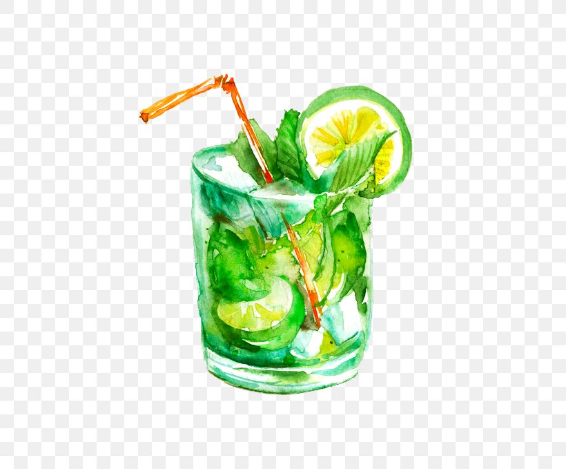 Mojito Cocktail Juice Drawing Watercolor Painting, PNG, 480x679px, Mojito, Cocktail, Cocktail Garnish, Drawing, Drink Download Free