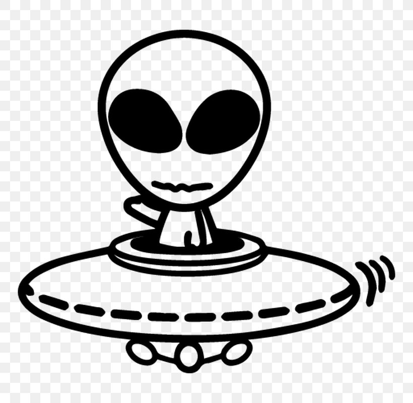 Sticker Alien Decal Drawing Unidentified Flying Object, PNG, 800x800px, Sticker, Alien, Aliens, Black And White, Decal Download Free
