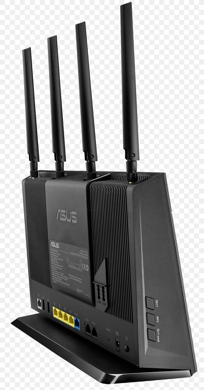Wireless Router Wireless Access Points ASUS DSL-AC87VG Dual-band Gigabit Ethernet Black Digital Subscriber Line, PNG, 1565x3000px, Wireless Router, Asus Rtac68u, Digital Subscriber Line, Dsl Modem, Electronic Device Download Free
