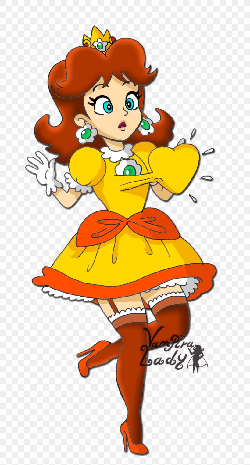 Princess Daisy Rosalina Princess Peach Heart Fan Art, PNG, 1024x1904px, Princess Daisy, Art, Cartoon, Clothing, Costume Design Download Free