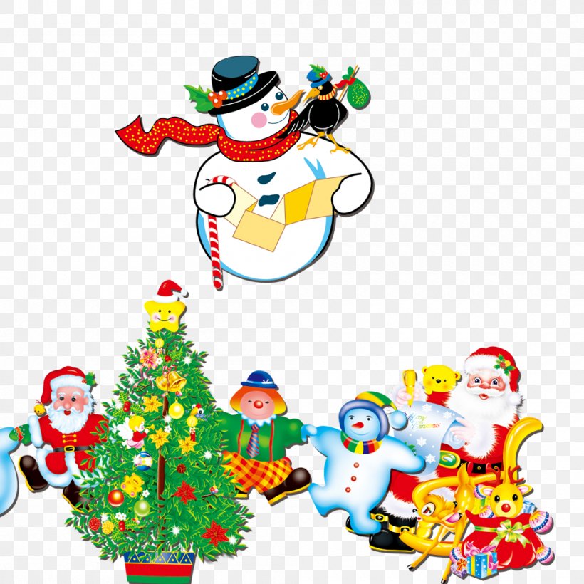 Christmas Tree Santa Claus Snowman Clip Art, PNG, 1000x1000px, Christmas Tree, Art, Baby Toys, Chemical Element, Christmas Download Free