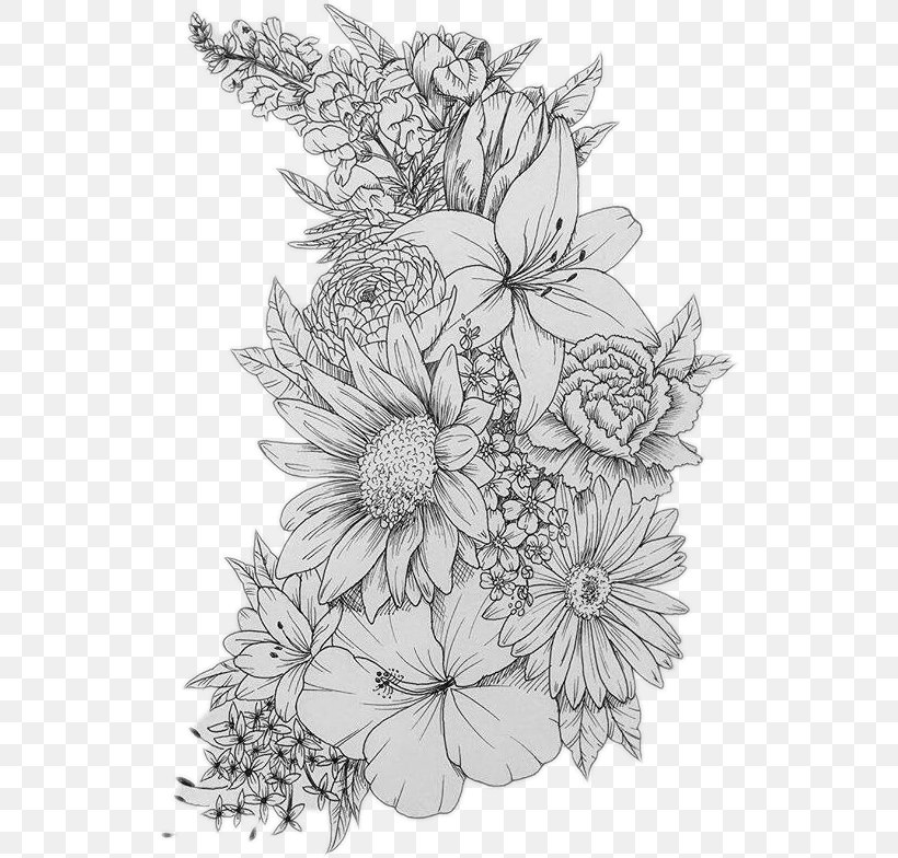 Sleeve Tattoo Flower Design Flash, PNG, 532x784px, Tattoo, Art, Artwork, Birth Flower, Black And White Download Free
