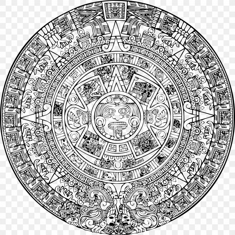 Aztec Calendar Stone Spanish Conquest Of The Aztec Empire Mesoamerica, PNG, 1920x1915px, Aztec Calendar Stone, Aztec, Aztec Calendar, Aztec Empire, Black And White Download Free