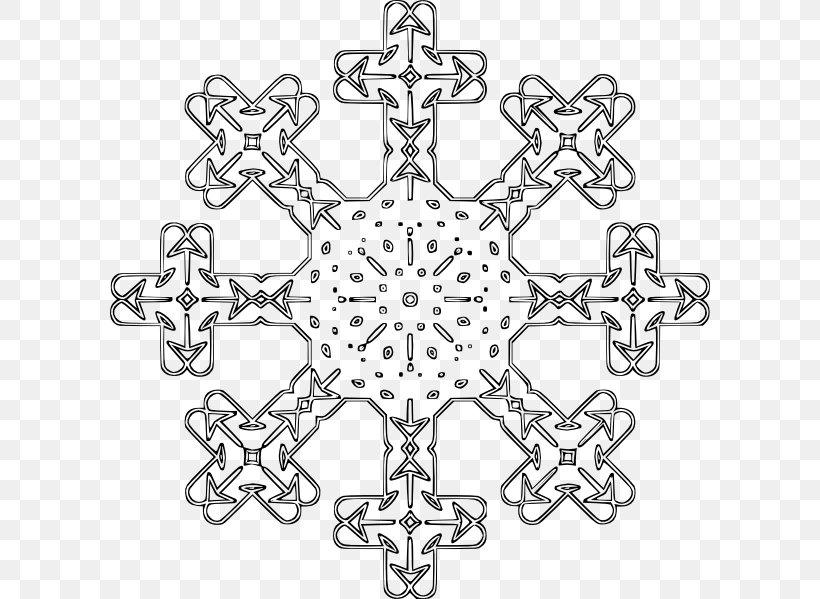 Snowflake Clip Art, PNG, 600x599px, Snowflake, Black And White, Cold, Color, Cross Download Free