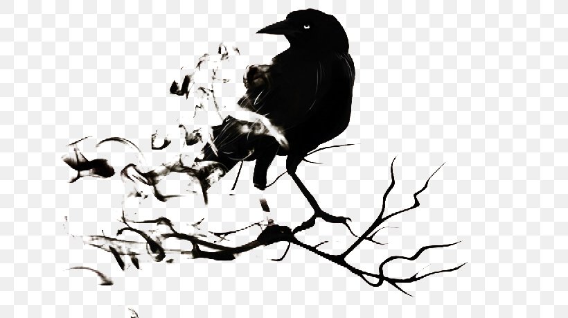 Common Raven The Raven Illustration, PNG, 650x459px, Common Raven, Art, Beak, Bird, Black And White Download Free