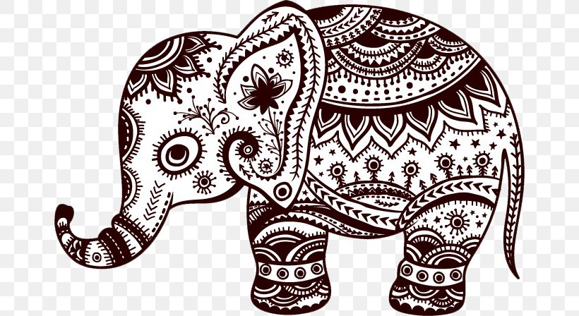 Sticker Wall Decal Elephant Polyvinyl Chloride, PNG, 666x448px, Sticker, Black And White, Bumper Sticker, Decal, Elephant Download Free