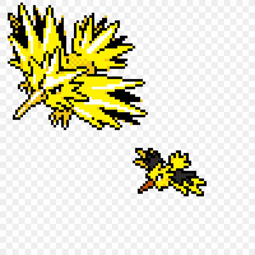 Zapdos Pixel Art Moltres Video Games, PNG, 1200x1200px, Zapdos, Area, Art, Flower, Flowering Plant Download Free
