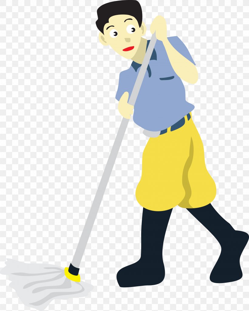 Man Cleaning Floors Clip Art