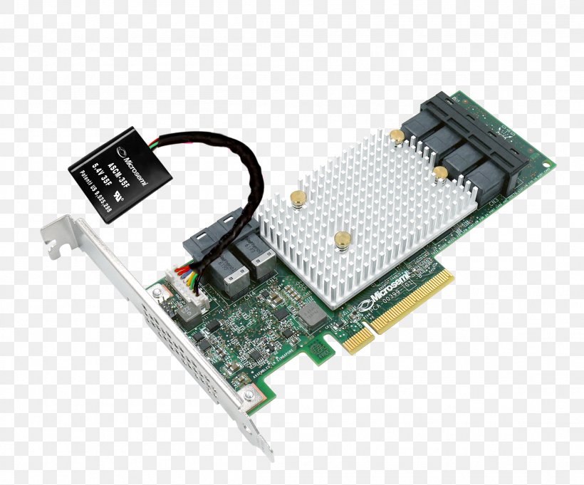 Microsemi Adaptec SmartRAID 3154-24i 2294700-R Serial Attached SCSI Smartraid Adapter Microsemi 2291000-R 3154-8i Controller, PNG, 2309x1918px, Adaptec, Adapter, Circuit Component, Circuit Prototyping, Computer Component Download Free