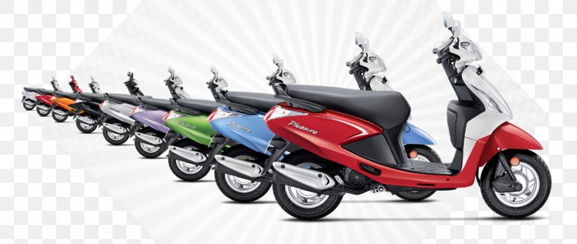Scooter Hero Pleasure Hero MotoCorp Motorcycle Car, PNG, 990x420px, Scooter, Automotive Design, Bajaj Auto, Bicycle Accessory, Car Download Free