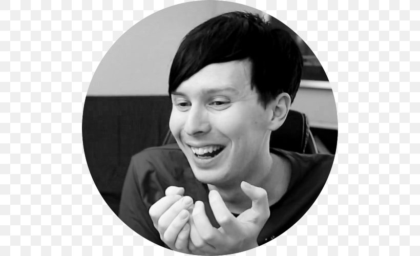 Phil Lester Birthday Dan And Phil Party YouTuber, PNG, 500x500px, Phil Lester, Balloon, Birthday, Black And White, Chin Download Free