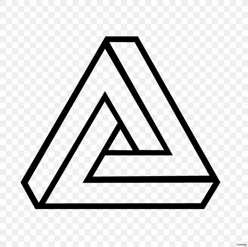 Penrose Triangle Penrose Stairs Geometry Penrose Tiling, PNG, 1600x1600px, Penrose Triangle, Area, Black, Black And White, Brand Download Free