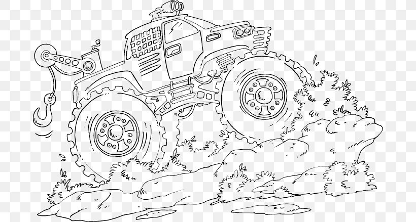 Monster Truck Car Coloring Book Grave Digger, PNG, 690x439px, Monster Truck, Area, Artwork, Auto Part, Batman Download Free