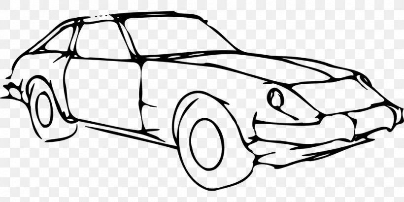 Sports Car Clip Art Vehicle Drawing, PNG, 960x480px, Car, Artwork, Automotive Design, Automotive Exterior, Blackandwhite Download Free