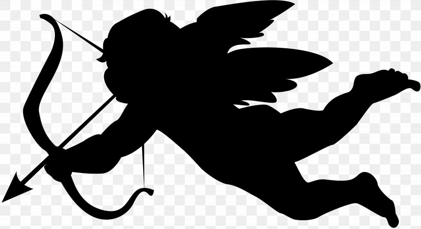 Cupid Clip Art, PNG, 3840x2093px, Cupid, Art, Black, Black And White, Fictional Character Download Free