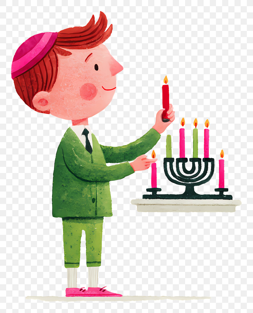 Boy Lighting A Menorah - Boy Lighting Menorah For Hanukkah PNG