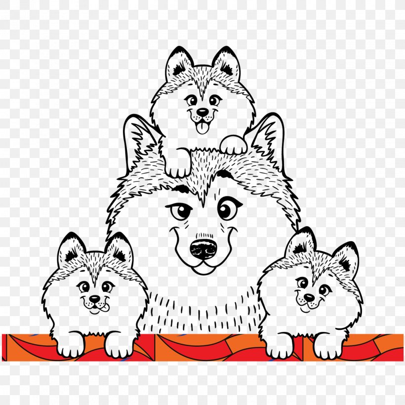 Siberian Husky Puppy Golden Retriever Alaskan Husky Coloring Book, PNG, 1440x1440px, Watercolor, Cartoon, Flower, Frame, Heart Download Free