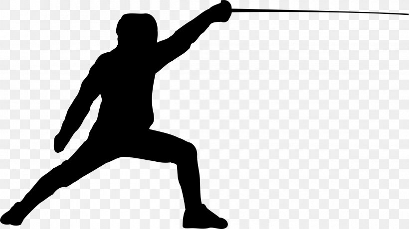 Fencing Foil Clip Art, PNG, 2400x1349px, Fencing, Arm, Black, Black And White, Fence Download Free