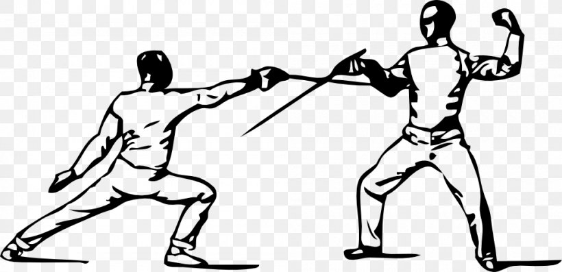 Fencing Fence Foil Clip Art, PNG, 1000x485px, Fencing, Area, Arm, Black And White, Cold Weapon Download Free