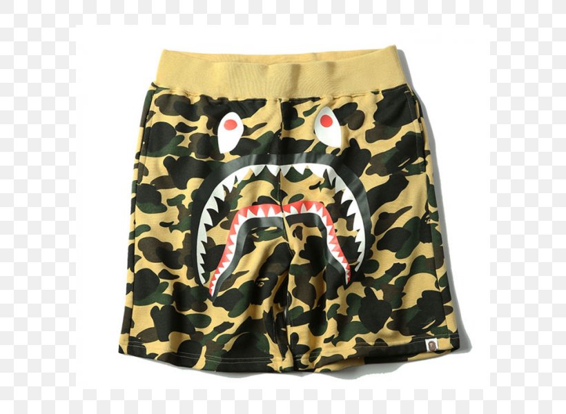 Trunks T-shirt A Bathing Ape Shark Shorts, PNG, 600x600px, Trunks, Bathing Ape, Boxer Shorts, Clothing, Fashion Download Free