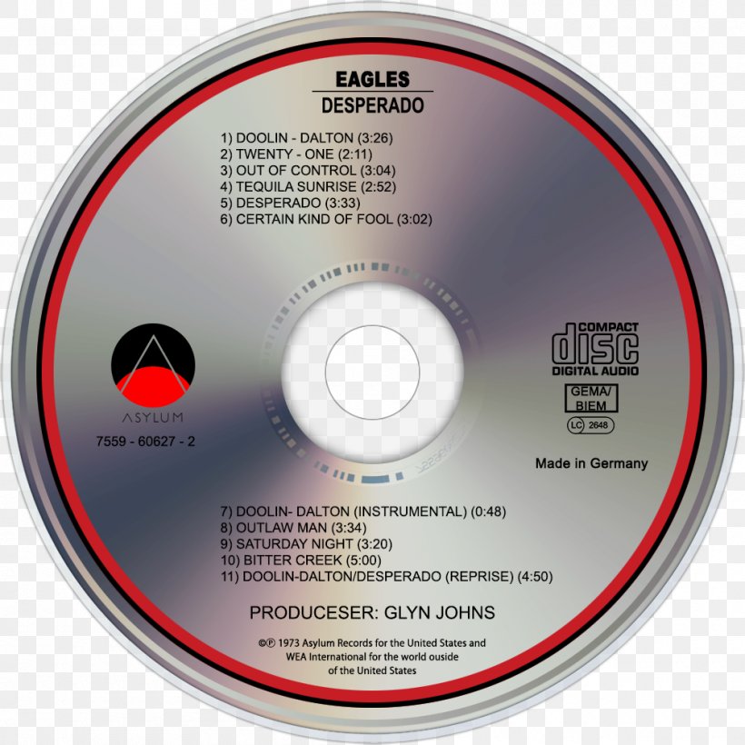 Compact Disc Desperado Eagles One Of These Nights Hell Freezes Over, PNG, 1000x1000px, Compact Disc, Album, Asylum Records, Brand, Data Storage Device Download Free