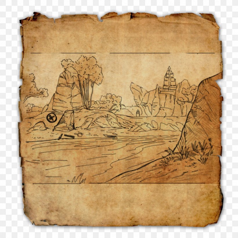 Treasure Map Buried Treasure The Elder Scrolls Online, PNG, 1024x1024px, Watercolor, Cartoon, Flower, Frame, Heart Download Free