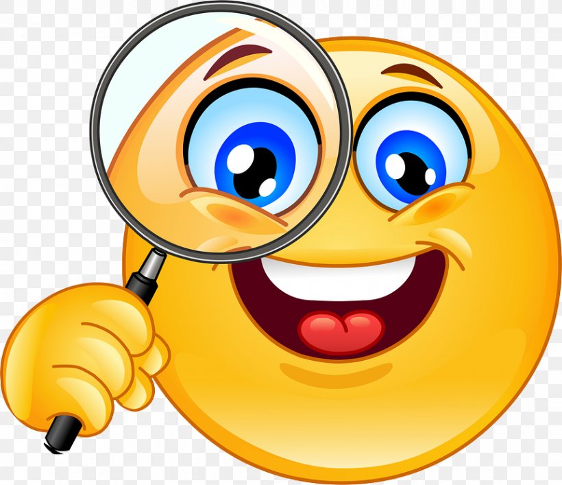 Emoticon Smiley Magnifying Glass Clip Art, PNG, 860x742px, Emoticon, Emoji, Glass, Happiness, Magnifying Glass Download Free
