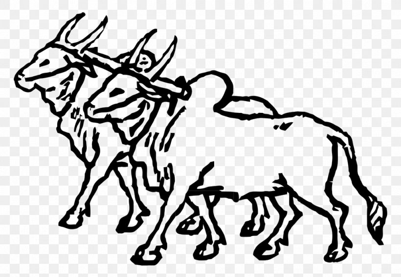 Ox Mule Drawing Bullock Cart Clip Art, PNG, 1024x709px, Mule, Animal Figure, Art, Blackandwhite, Bovine Download Free