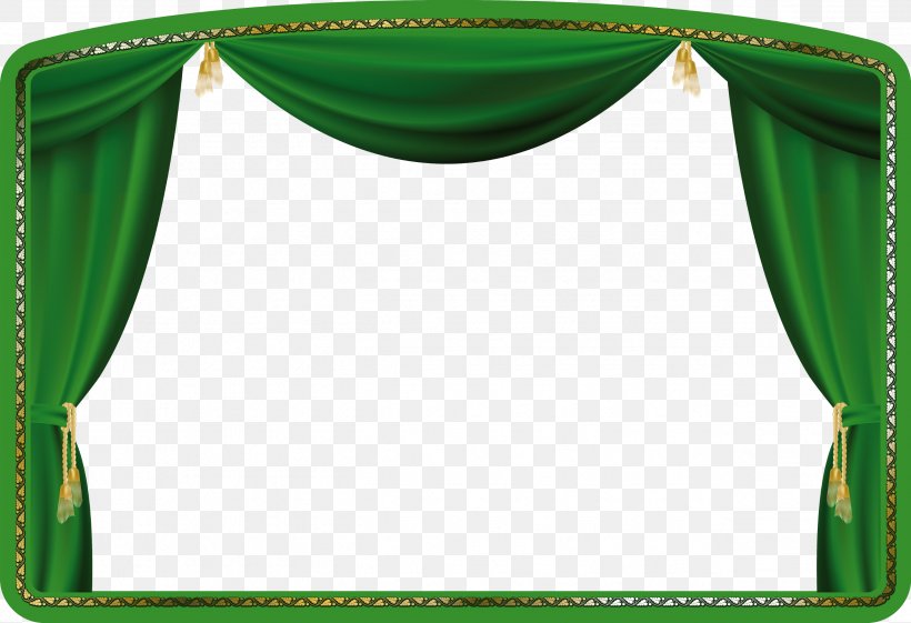 Theater Drapes And Stage Curtains Clip Art, PNG, 2575x1764px, Theater Drapes And Stage Curtains, Curtain, Film, Green, Picture Frame Download Free