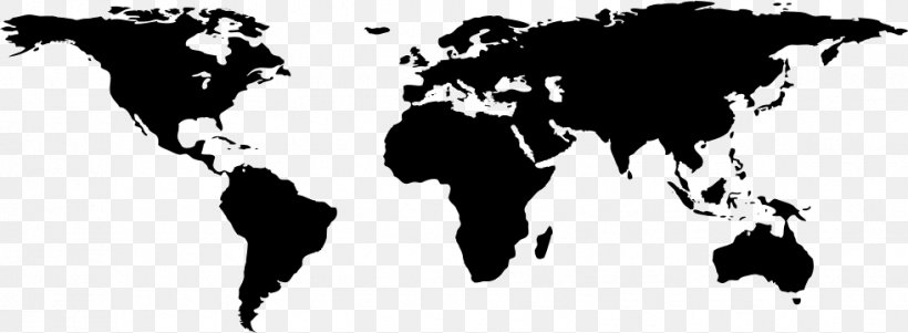 World Map Globe Vector Map, PNG, 981x361px, World, Black, Black And White, Blank Map, Geography Download Free