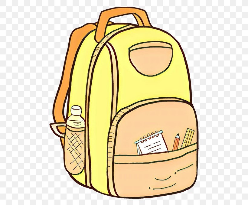 Backpack Bag Yellow Luggage And Bags Clip Art, PNG, 680x678px, Cartoon,  Backpack, Bag, Luggage And Bags,