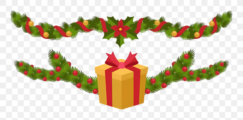Christmas Wreath - Festive Christmas Garland And Gift Box PNG