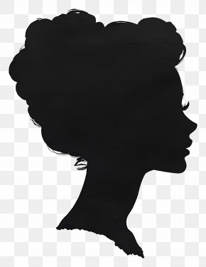 Female Silhouette - Classic Woman Silhouette With Stylish Curly Hairstyle PNG