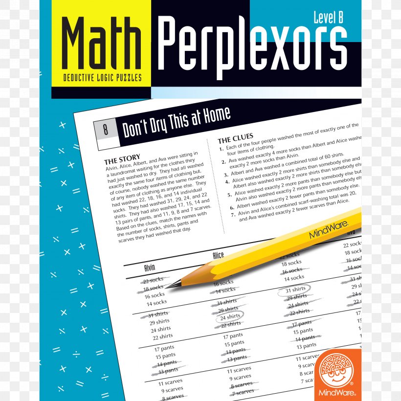 Math Perplexors: Level A Mathematics Word Problem Logic Deductive Reasoning, PNG, 3300x3300px, Mathematics, Area, Book, Brand, Complexity Download Free