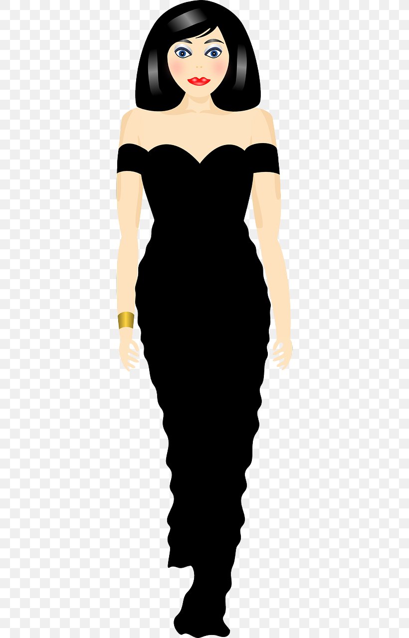 Gown Dress Clip Art Cartoon, PNG, 640x1280px, Gown, Ball Gown, Black, Black Hair, Caricature Download Free