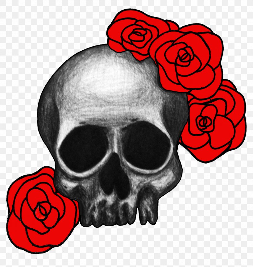 Skull Art Drawing Rose Clip Art, PNG, 1000x1056px, Skull, Art, Black Rose, Bone, Drawing Download Free