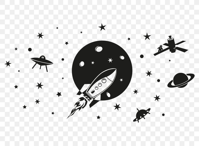 Wall Decal Paper Spacecraft Nursery Room, PNG, 800x600px, Wall Decal, Adhesive, Astronaut, Black, Black And White Download Free