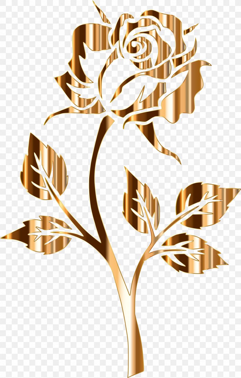Gold Silhouette Rose Clip Art, PNG, 1477x2310px, Gold, Branch, Color, Drawing, Floral Design Download Free