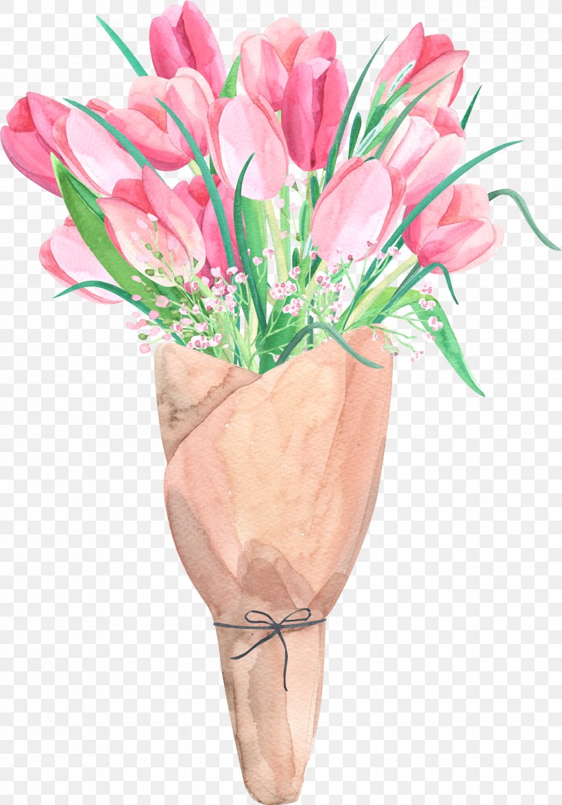 Floral Design Watercolor Painting Tulip Clip Art, PNG, 2586x3707px, Floral Design, Artificial Flower, Color, Cut Flowers, Dots Per Inch Download Free