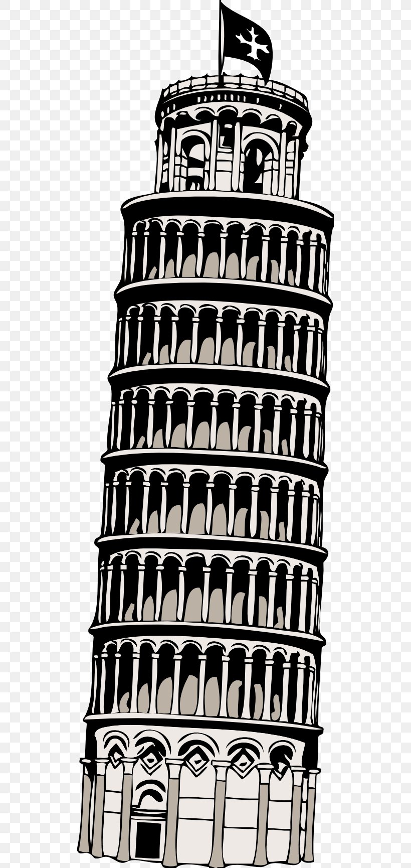 Leaning Tower Of Pisa Eiffel Tower Clip Art, PNG, 512x1730px, Leaning Tower Of Pisa, Black And White, Building, Drawing, Eiffel Tower Download Free