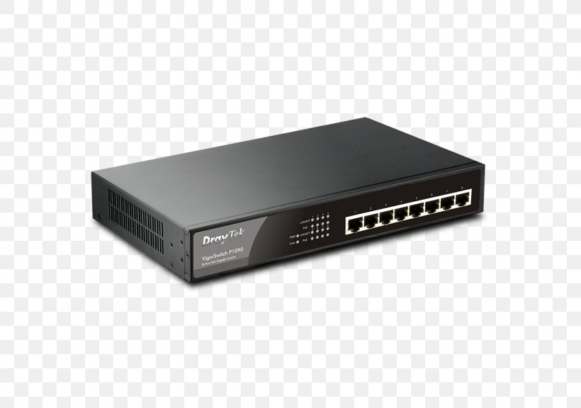 Power Over Ethernet Network Switch Gigabit Ethernet DrayTek Wireless Access Points, PNG, 1280x900px, Power Over Ethernet, Cable, Computer Network, Draytek, Draytek Vigor Switch P1090 Download Free
